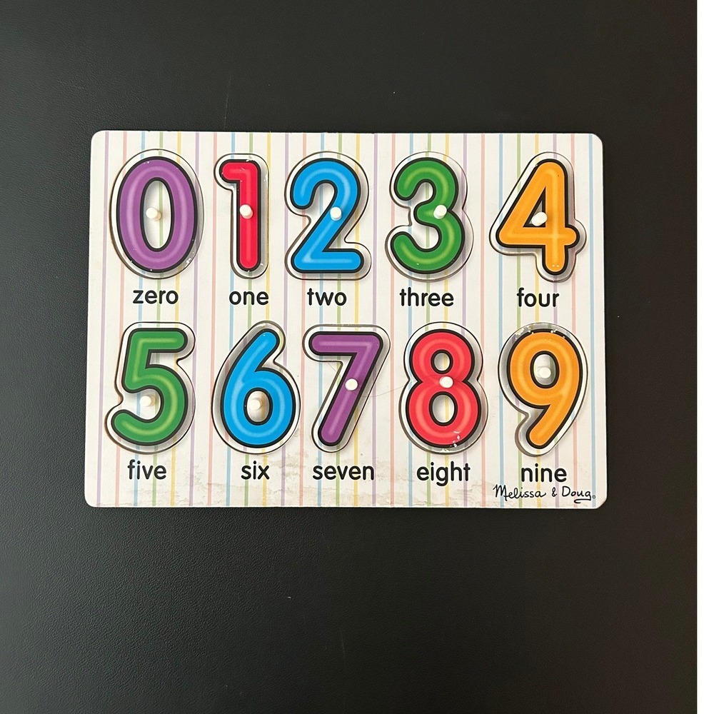 Melissa & Doug Lift & See Peg Puzzle Numbers 0-9 Wooden Educational Toy 3273